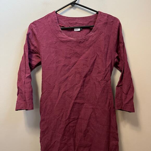 Len.OK Linen Long Dress Wild Orchid Purple Lagenlook Belted Waist Midi, Size S - Picture 4 of 6